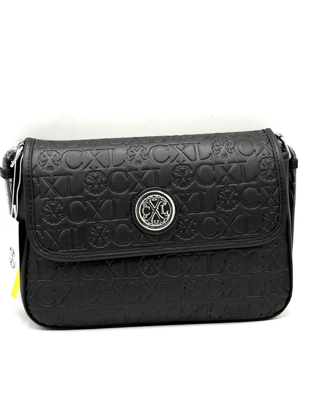 Christian Lacroix NWT Black Embossed Shoulder Bag Silver Hardware